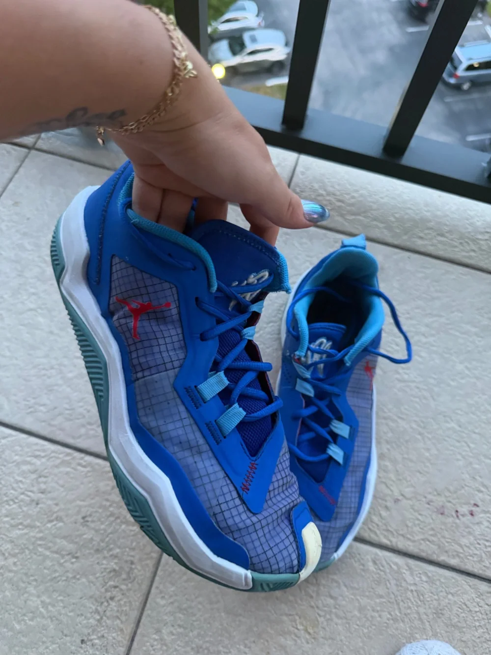 Jordan Blue and Light Blue Basketball Sneakers